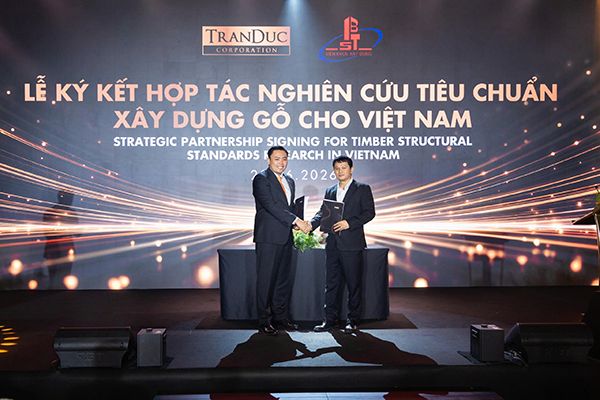 Viện Khoa học công nghệ xây dựng và Tập đoàn Trần Đức ký kết hợp tác nghiên cứu, phát triển nền tảng tiêu chuẩn cho xây dựng gỗ tại Việt Nam